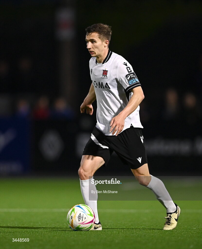 1 May 2026; Tyreke Wilson of Dundalk during the SSE Airtricity Men's Premier Division match between Dundalk and Shelbourne at Oriel Park in Dundalk, Louth. Photo by Ben McShane/Sportsfile