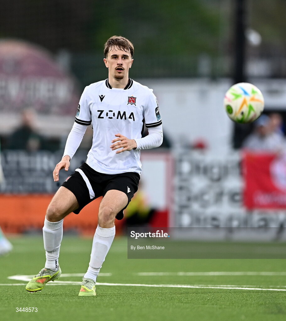 1 May 2026; Harvey Warren of Dundalk during the SSE Airtricity Men's Premier Division match between Dundalk and Shelbourne at Oriel Park in Dundalk, Louth. Photo by Ben McShane/Sportsfile