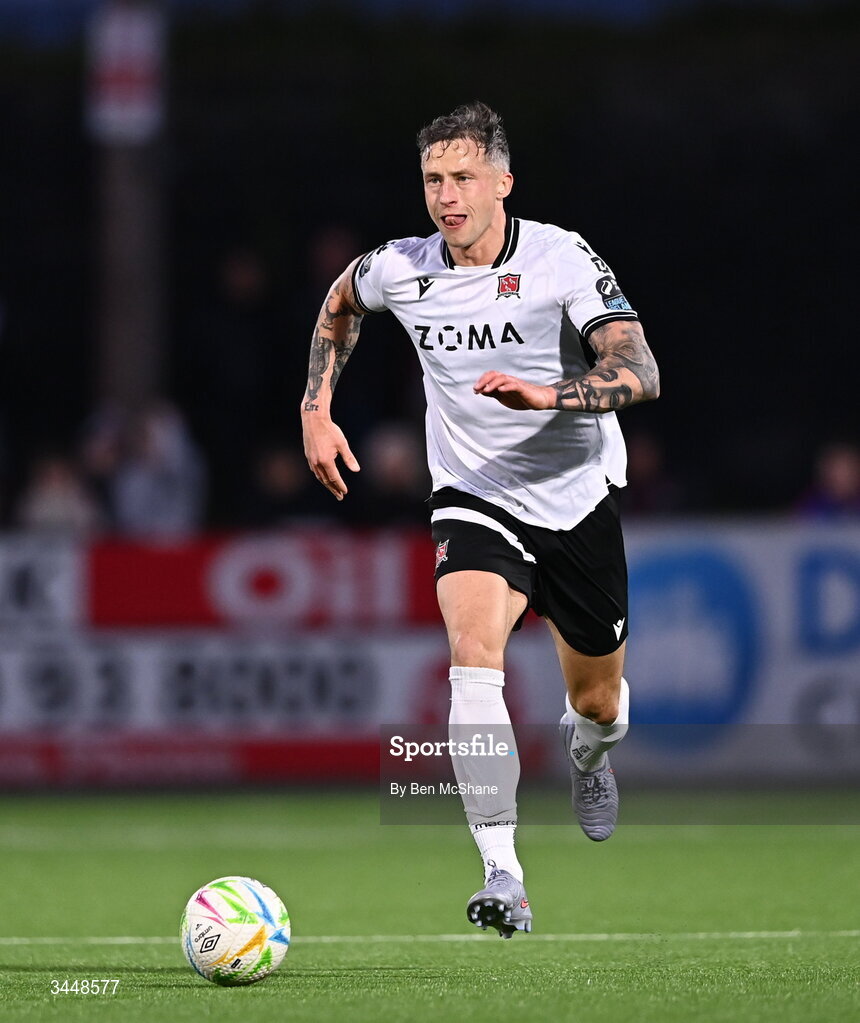 1 May 2026; Rob Cornwall of Dundalk during the SSE Airtricity Men's Premier Division match between Dundalk and Shelbourne at Oriel Park in Dundalk, Louth. Photo by Ben McShane/Sportsfile
