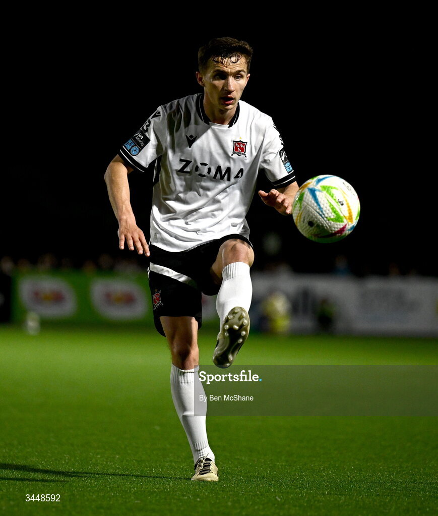 1 May 2026; Tyreke Wilson of Dundalk during the SSE Airtricity Men's Premier Division match between Dundalk and Shelbourne at Oriel Park in Dundalk, Louth. Photo by Ben McShane/Sportsfile