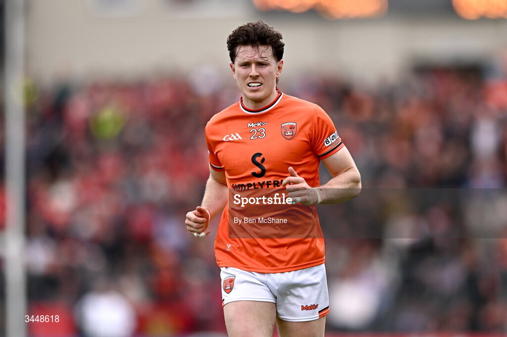 3 May 2026; Joe McElroy of Armagh during the Ulster GAA Football Senior Championship semi-final match between Armagh and Down at St Tiernach's Park in Clones, Monaghan. Photo by Ben McShane/Sportsfile