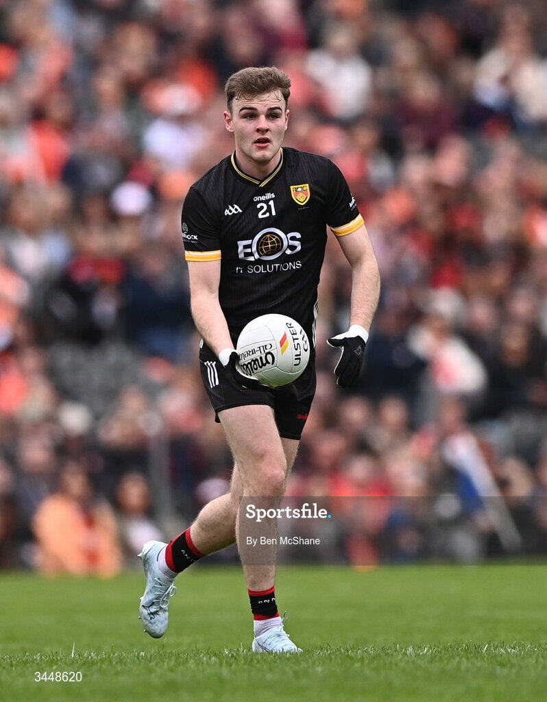 3 May 2026; Ryan Magill of Down during the Ulster GAA Football Senior Championship semi-final match between Armagh and Down at St Tiernach's Park in Clones, Monaghan. Photo by Ben McShane/Sportsfile