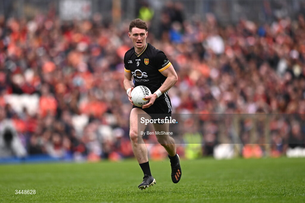 3 May 2026; Ryan McEvoy of Down during the Ulster GAA Football Senior Championship semi-final match between Armagh and Down at St Tiernach's Park in Clones, Monaghan. Photo by Ben McShane/Sportsfile