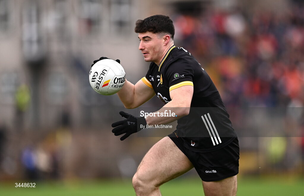 3 May 2026; Daniel Guinness of Down during the Ulster GAA Football Senior Championship semi-final match between Armagh and Down at St Tiernach's Park in Clones, Monaghan. Photo by Ben McShane/Sportsfile