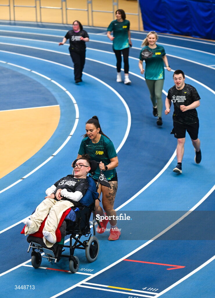 7 May 2026; More than a competition. Confidence, community and breaking down barriers. IWA’s Second Annual Fitness Inclusion Games brought athletes together to celebrate progress, resilience and the power of inclusion. Pictured during the IWA’s Second Annual Fitness Inclusion Games at the National Indoor Arena at the Sport Ireland Campus, Dublin are participants. Photo by Tyler Miller/Sportsfile