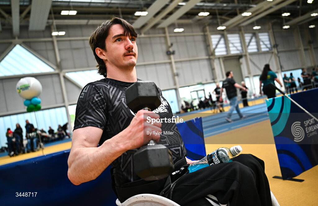 7 May 2026; More than a competition. Confidence, community and breaking down barriers. IWA’s Second Annual Fitness Inclusion Games brought athletes together to celebrate progress, resilience and the power of inclusion. Pictured during the IWA’s Second Annual Fitness Inclusion Games at the National Indoor Arena at the Sport Ireland Campus, Dublin is Sean McCullagh. Photo by Tyler Miller/Sportsfile