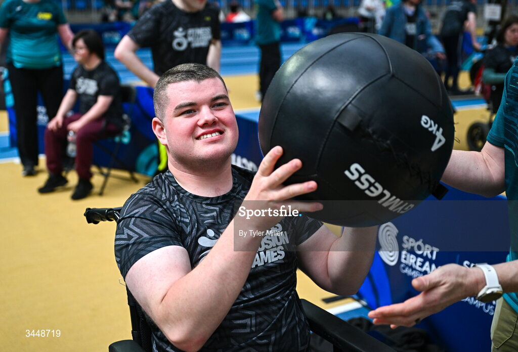 7 May 2026; More than a competition. Confidence, community and breaking down barriers. IWA’s Second Annual Fitness Inclusion Games brought athletes together to celebrate progress, resilience and the power of inclusion. Pictured during the IWA’s Second Annual Fitness Inclusion Games at the National Indoor Arena at the Sport Ireland Campus, Dublin is a participant. Photo by Tyler Miller/Sportsfile