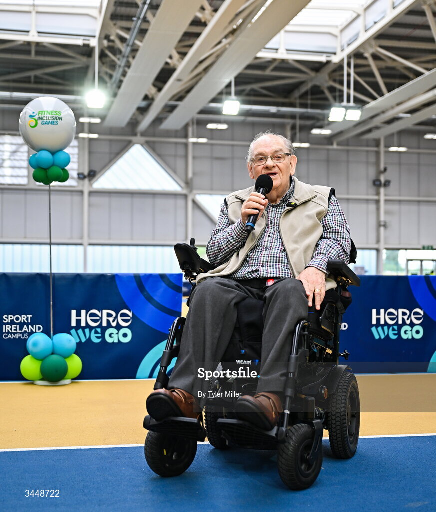 7 May 2026; More than a competition. Confidence, community and breaking down barriers. IWA’s Second Annual Fitness Inclusion Games brought athletes together to celebrate progress, resilience and the power of inclusion. Pictured during the IWA’s Second Annual Fitness Inclusion Games at the National Indoor Arena at the Sport Ireland Campus, Dublin IWA founder Dr. Oliver Murphy. Photo by Tyler Miller/Sportsfile