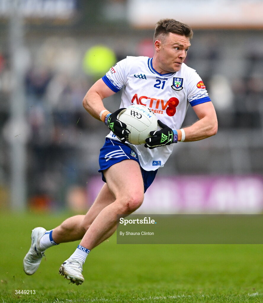 2 May 2026; Conor McCarthy of Monaghan during the Ulster GAA Football Senior Championship semi-final match between Derry and Monaghan at BOX-IT Athletic Grounds in Armagh. Photo by Shauna Clinton/Sportsfile