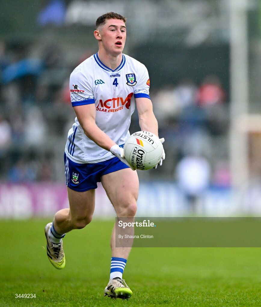 2 May 2026; Dylan Byrne of Monaghan during the Ulster GAA Football Senior Championship semi-final match between Derry and Monaghan at BOX-IT Athletic Grounds in Armagh. Photo by Shauna Clinton/Sportsfile