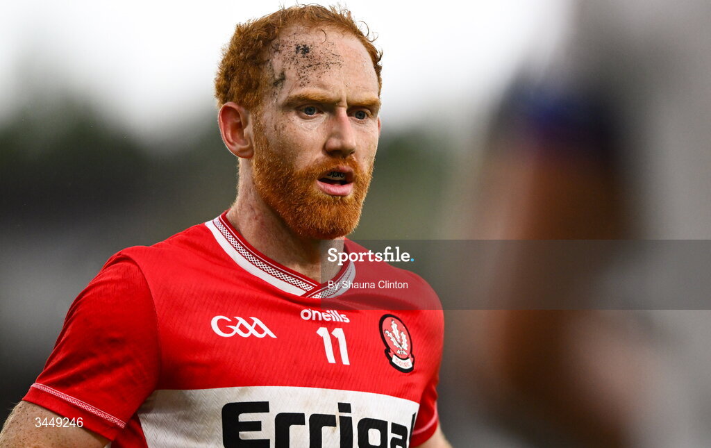 2 May 2026; Conor Glass of Derry during the Ulster GAA Football Senior Championship semi-final match between Derry and Monaghan at BOX-IT Athletic Grounds in Armagh. Photo by Shauna Clinton/Sportsfile