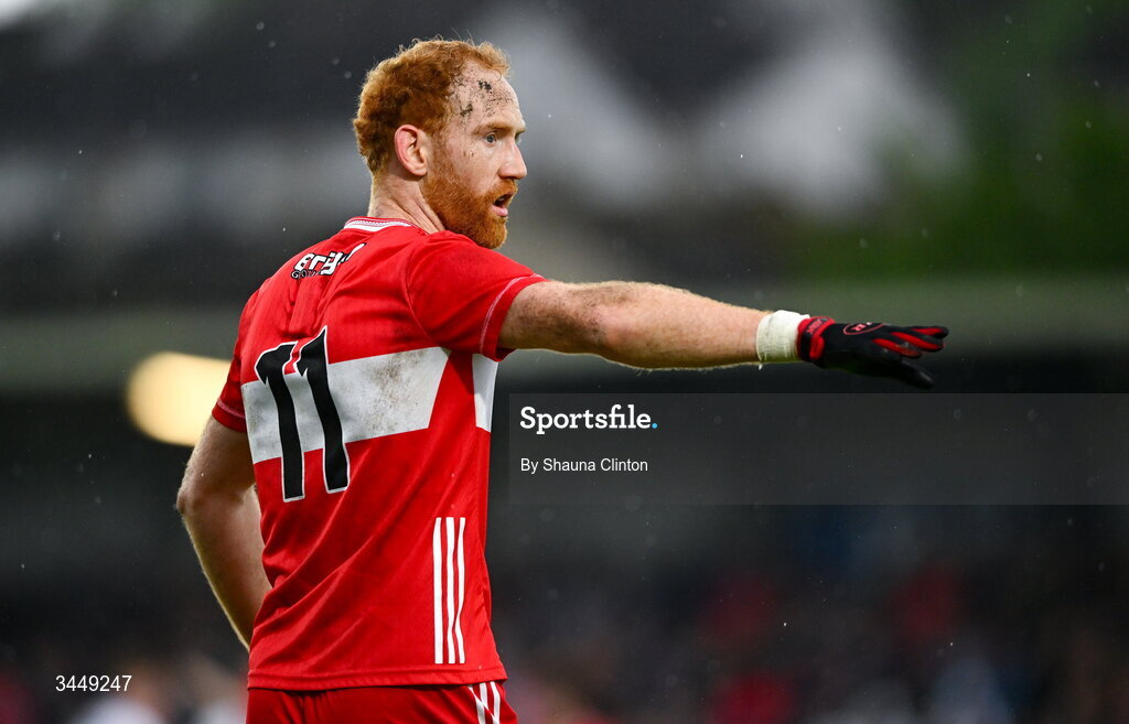 2 May 2026; Conor Glass of Derry during the Ulster GAA Football Senior Championship semi-final match between Derry and Monaghan at BOX-IT Athletic Grounds in Armagh. Photo by Shauna Clinton/Sportsfile