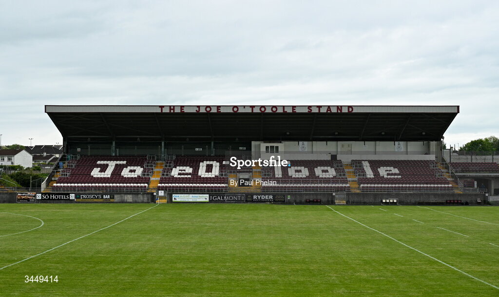 8 May 2026; A general view of The Joe O'Toole stand before the Electric Ireland Connacht GAA Minor Football Championship final match between Galway and Roscommon at Tuam Stadium in Galway. Photo by Paul Phelan/Sportsfile