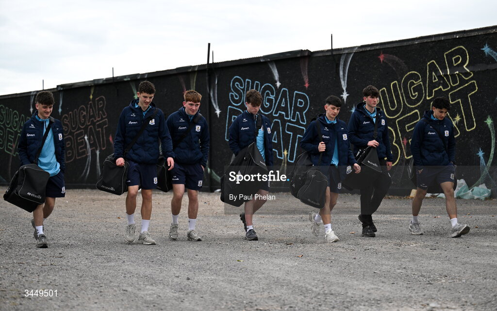 8 May 2026; Galway players arrive before the Electric Ireland Connacht GAA Minor Football Championship final match between Galway and Roscommon at Tuam Stadium in Galway. Photo by Paul Phelan/Sportsfile