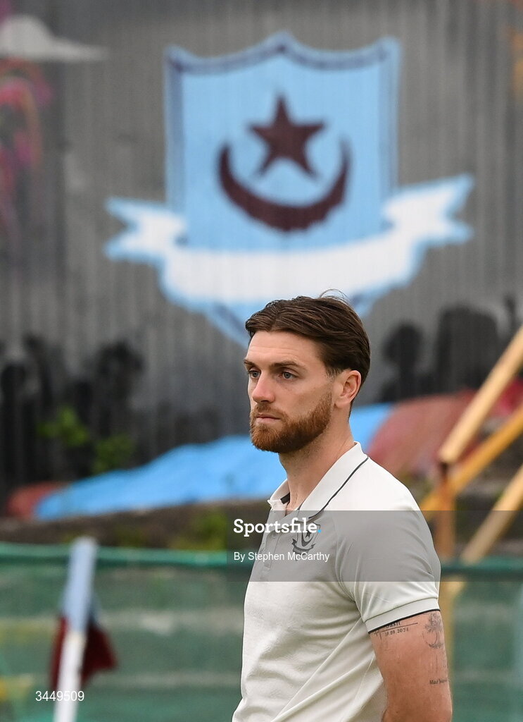 8 May 2026; Conor Keeley of Drogheda United before the SSE Airtricity Men’s Premier Division match between Drogheda United and Derry City at Sullivan & Lambe Park in Drogheda, Louth. Photo by Stephen McCarthy/Sportsfile