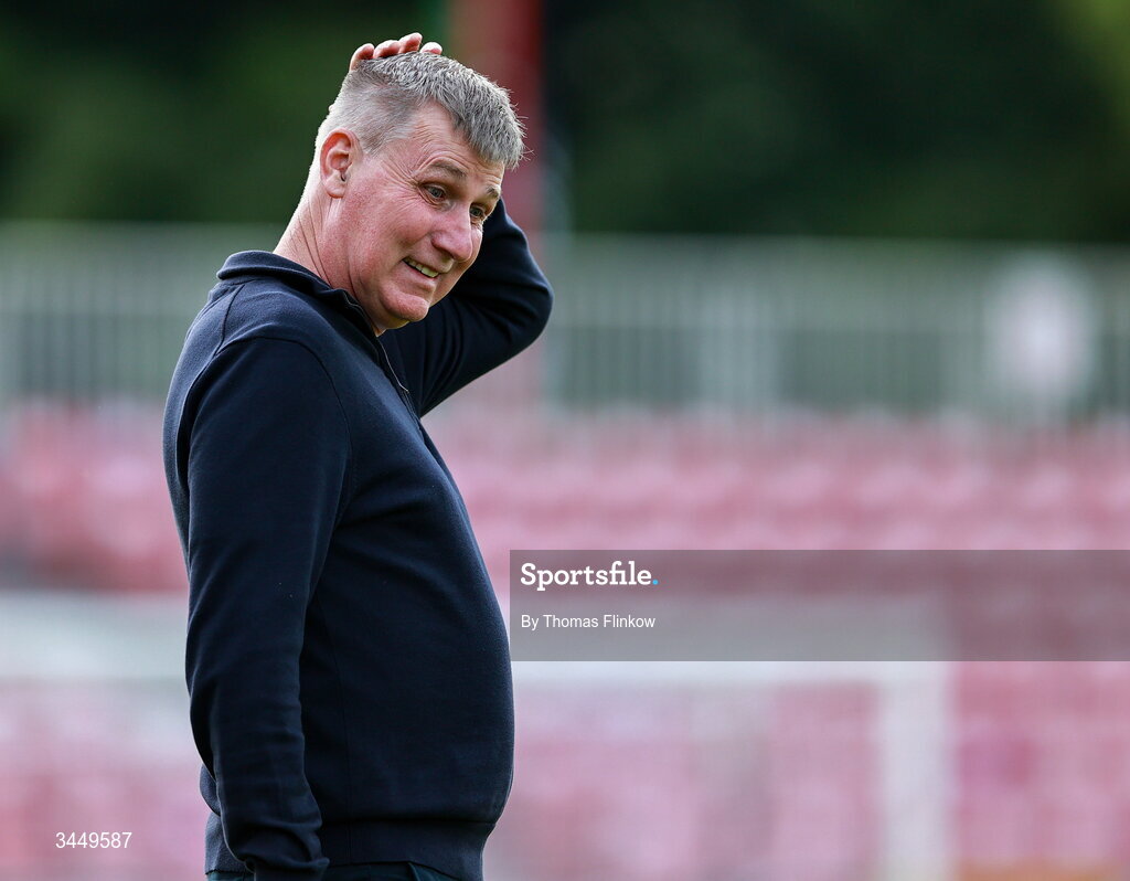 8 May 2026; St Patrick's Athletic manager Stephen Kenny before the SSE Airtricity Men’s Premier Division match between St Patrick's Athletic and Waterford at Richmond Park in Dublin. Photo by Thomas Flinkow/Sportsfile