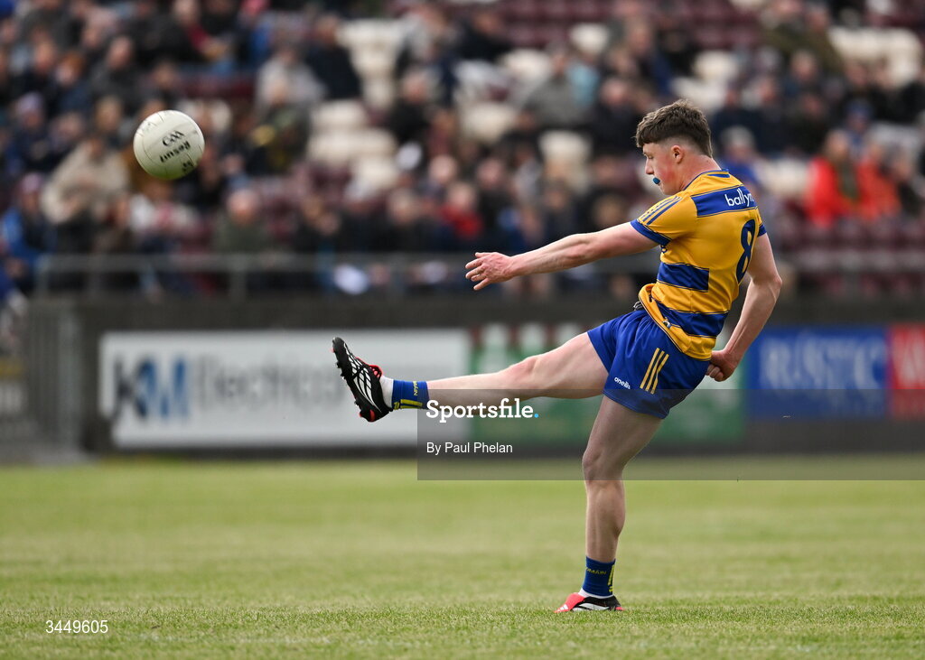 8 May 2026; Jack Lally of Roscommon scores a two pointer during the Electric Ireland Connacht GAA Minor Football Championship final match between Galway and Roscommon at Tuam Stadium in Galway. Photo by Paul Phelan/Sportsfile