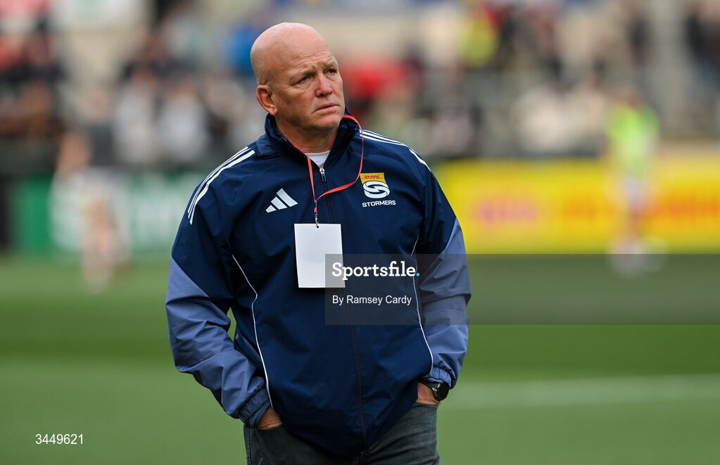 8 May 2026; DHL Stormers Director of Rugby John Dobson before the United Rugby Championship match between Ulster and DHL Stormers at Affidea Stadium in Belfast. Photo by Ramsey Cardy/Sportsfile