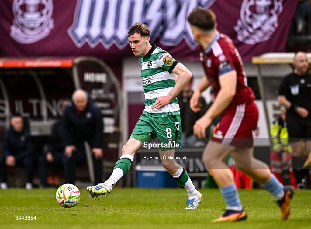 8 May 2026; Matt Healy of Shamrock Rovers during the SSE Airtricity Men’s Premier Division match between Galway United and Shamrock Rovers at Eamonn Deacy Park in Galway. Photo by Piaras Ó Mídheach/Sportsfile