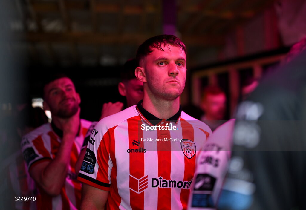 8 May 2026; Jamie Stott of Derry City before the SSE Airtricity Men’s Premier Division match between Drogheda United and Derry City at Sullivan & Lambe Park in Drogheda, Louth. Photo by Stephen McCarthy/Sportsfile