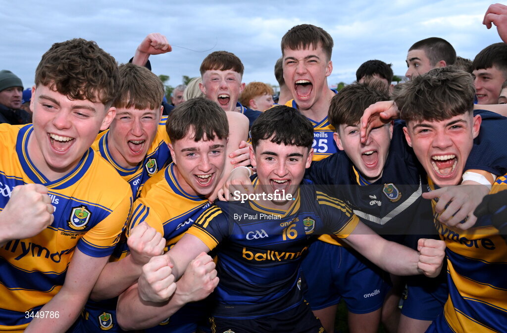 8 May 2026; Roscommon players celebrate after winning the Electric Ireland Connacht GAA Minor Football Championship final match between Galway and Roscommon at Tuam Stadium in Galway. Photo by Paul Phelan/Sportsfile