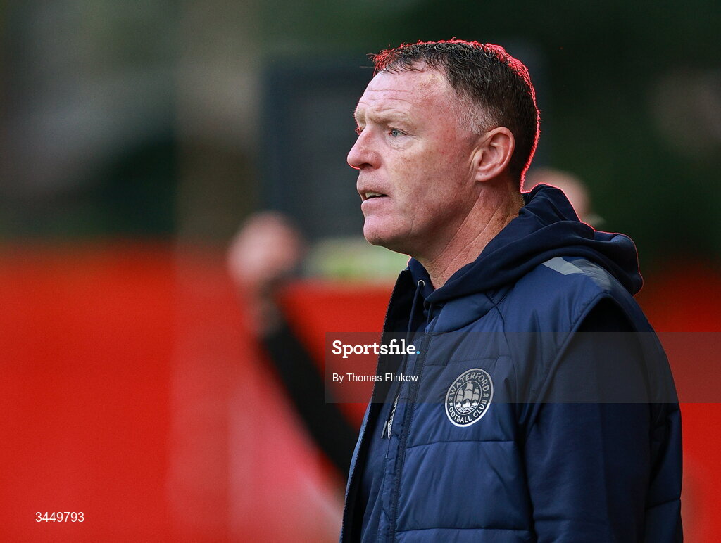 8 May 2026; Waterford manager Graham Coughlan during the SSE Airtricity Men’s Premier Division match between St Patrick's Athletic and Waterford at Richmond Park in Dublin. Photo by Thomas Flinkow/Sportsfile