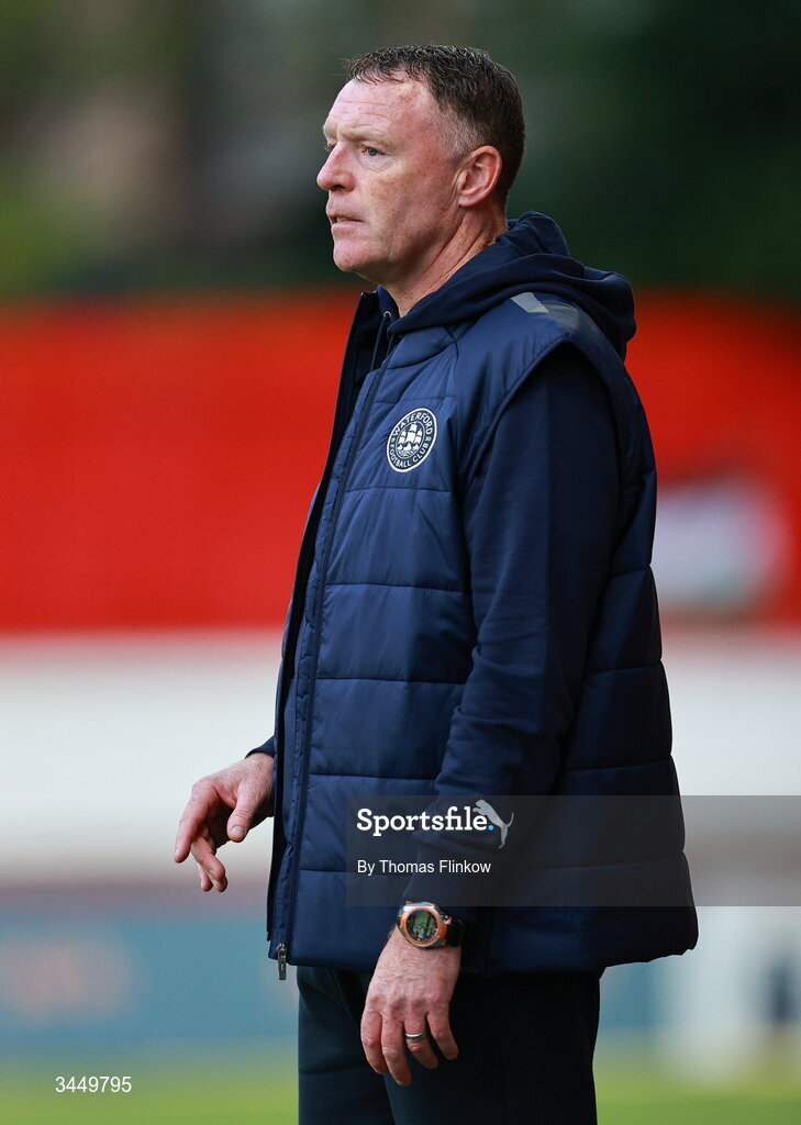 8 May 2026; Waterford manager Graham Coughlan during the SSE Airtricity Men’s Premier Division match between St Patrick's Athletic and Waterford at Richmond Park in Dublin. Photo by Thomas Flinkow/Sportsfile