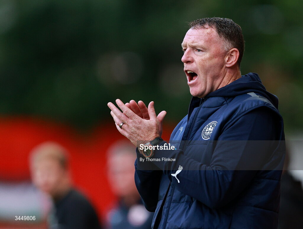 8 May 2026; Waterford manager Graham Coughlan during the SSE Airtricity Men’s Premier Division match between St Patrick's Athletic and Waterford at Richmond Park in Dublin. Photo by Thomas Flinkow/Sportsfile
