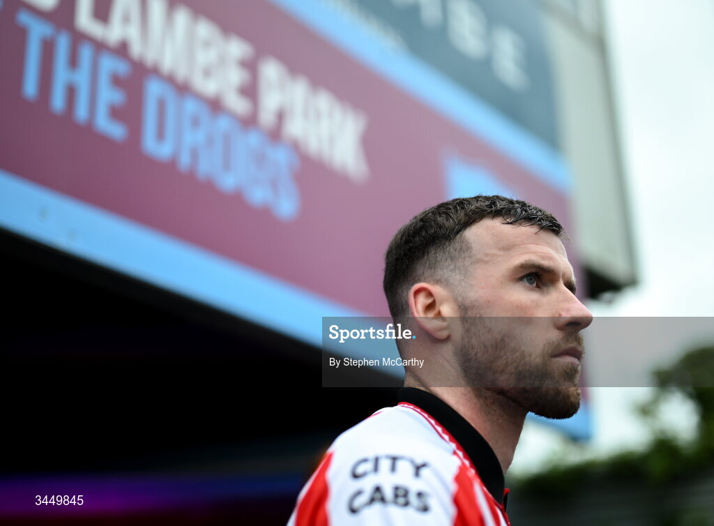 8 May 2026; Patrick McClean of Derry City before the SSE Airtricity Men’s Premier Division match between Drogheda United and Derry City at Sullivan & Lambe Park in Drogheda, Louth. Photo by Stephen McCarthy/Sportsfile