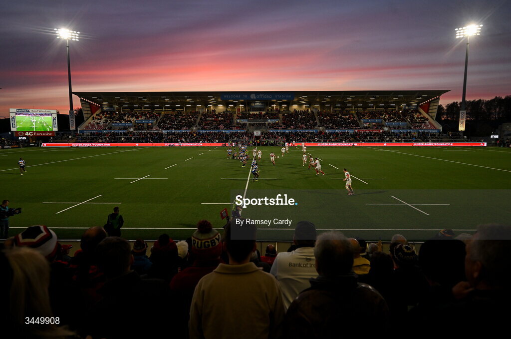 8 May 2026; A general view during the United Rugby Championship match between Ulster and DHL Stormers at Affidea Stadium in Belfast. Photo by Ramsey Cardy/Sportsfile