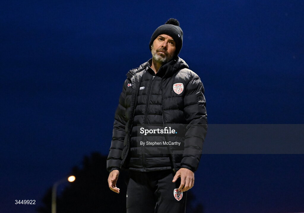 8 May 2026; Derry City manager Tiernan Lynch during the SSE Airtricity Men’s Premier Division match between Drogheda United and Derry City at Sullivan & Lambe Park in Drogheda, Louth. Photo by Stephen McCarthy/Sportsfile