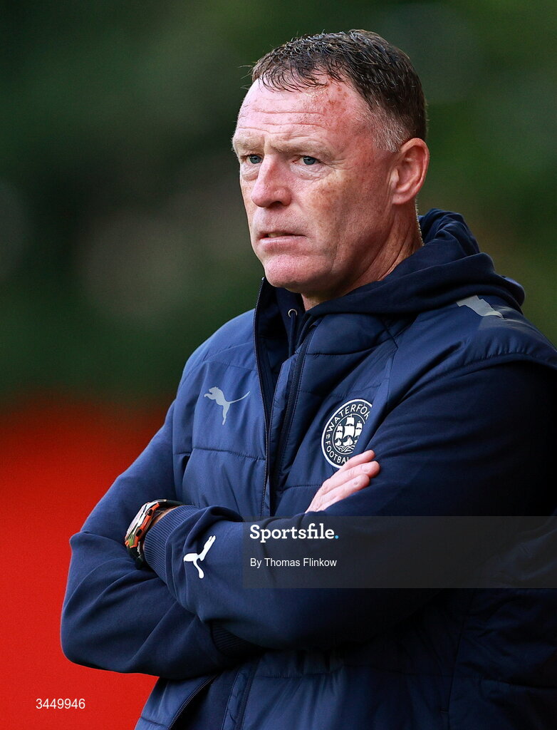 8 May 2026; Waterford manager Graham Coughlan during the SSE Airtricity Men’s Premier Division match between St Patrick's Athletic and Waterford at Richmond Park in Dublin. Photo by Thomas Flinkow/Sportsfile