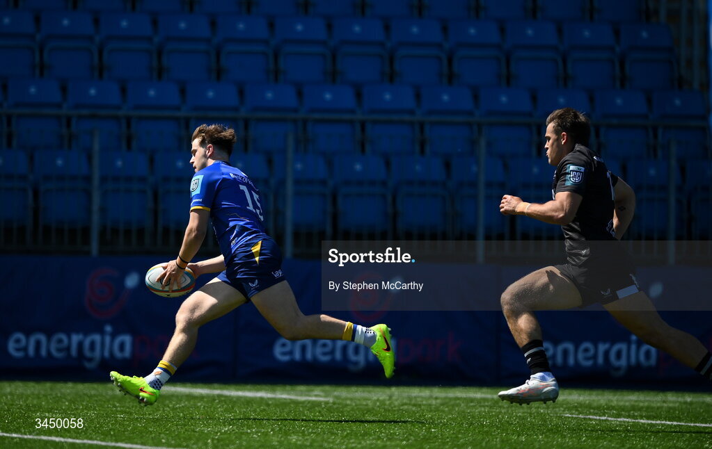 9 May 2026; Hugo McLaughlin of Leinster scores his side's second try during the IRFU Interprovincial A Championship match between Leinster A and Ulster A at Energia Park in Dublin. Photo by Stephen McCarthy/Sportsfile