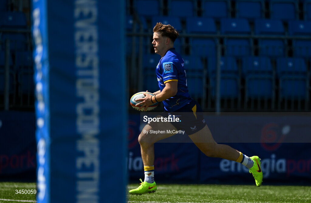 9 May 2026; Hugo McLaughlin of Leinster scores his side's second try during the IRFU Interprovincial A Championship match between Leinster A and Ulster A at Energia Park in Dublin. Photo by Stephen McCarthy/Sportsfile