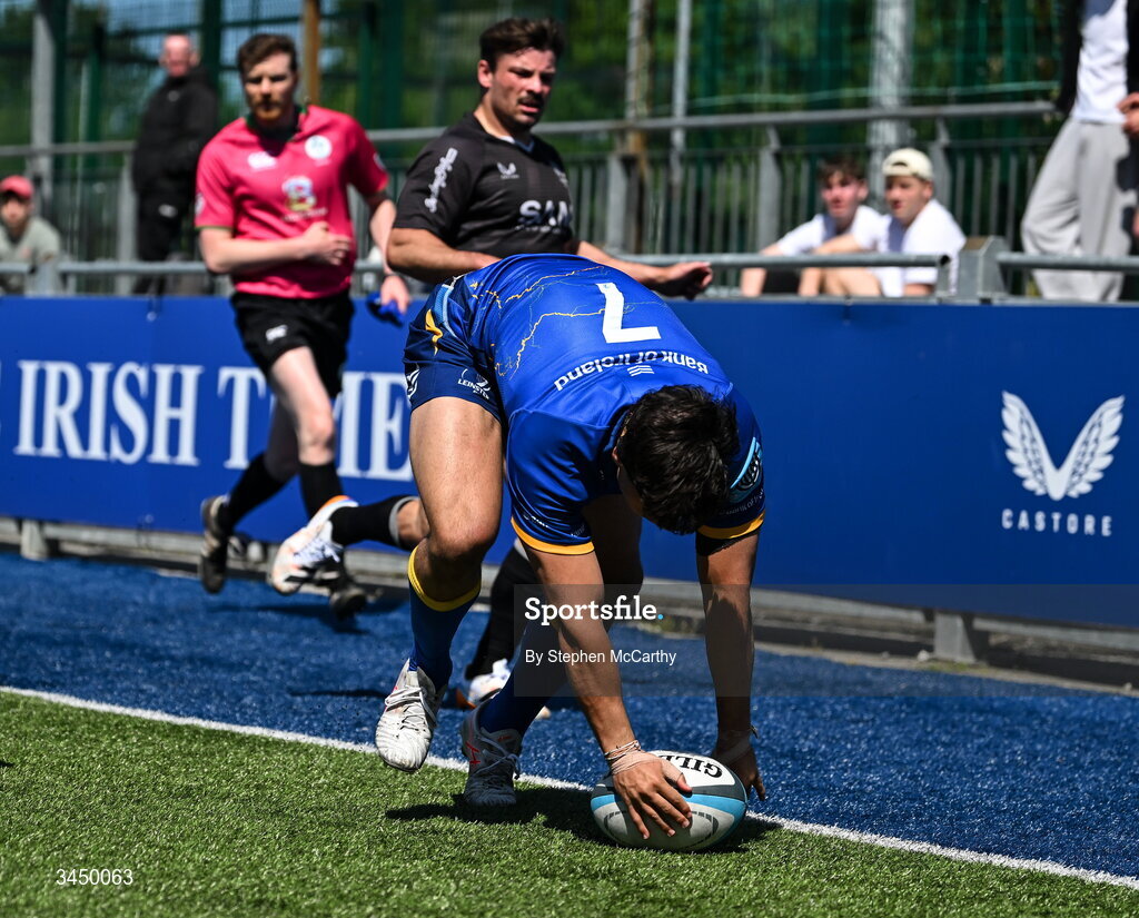 9 May 2026; Inigo Cruise-O’Brien of Leinster scores his side's fourth try during the IRFU Interprovincial A Championship match between Leinster A and Ulster A at Energia Park in Dublin. Photo by Stephen McCarthy/Sportsfile