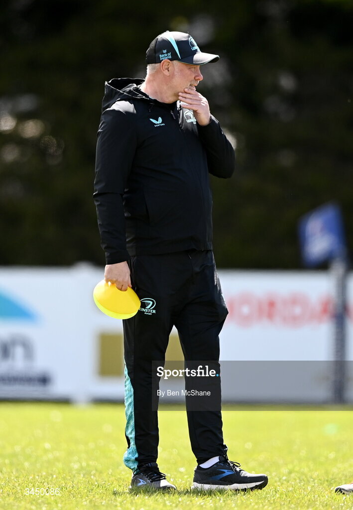 9 May 2026; Leinster head coach Enda Finn before the IRFU Men's Junior Interprovincial Round 3 match between Ulster and Leinster at Lisburn RFC in Lisburn, Antrim. Photo by Ben McShane/Sportsfile