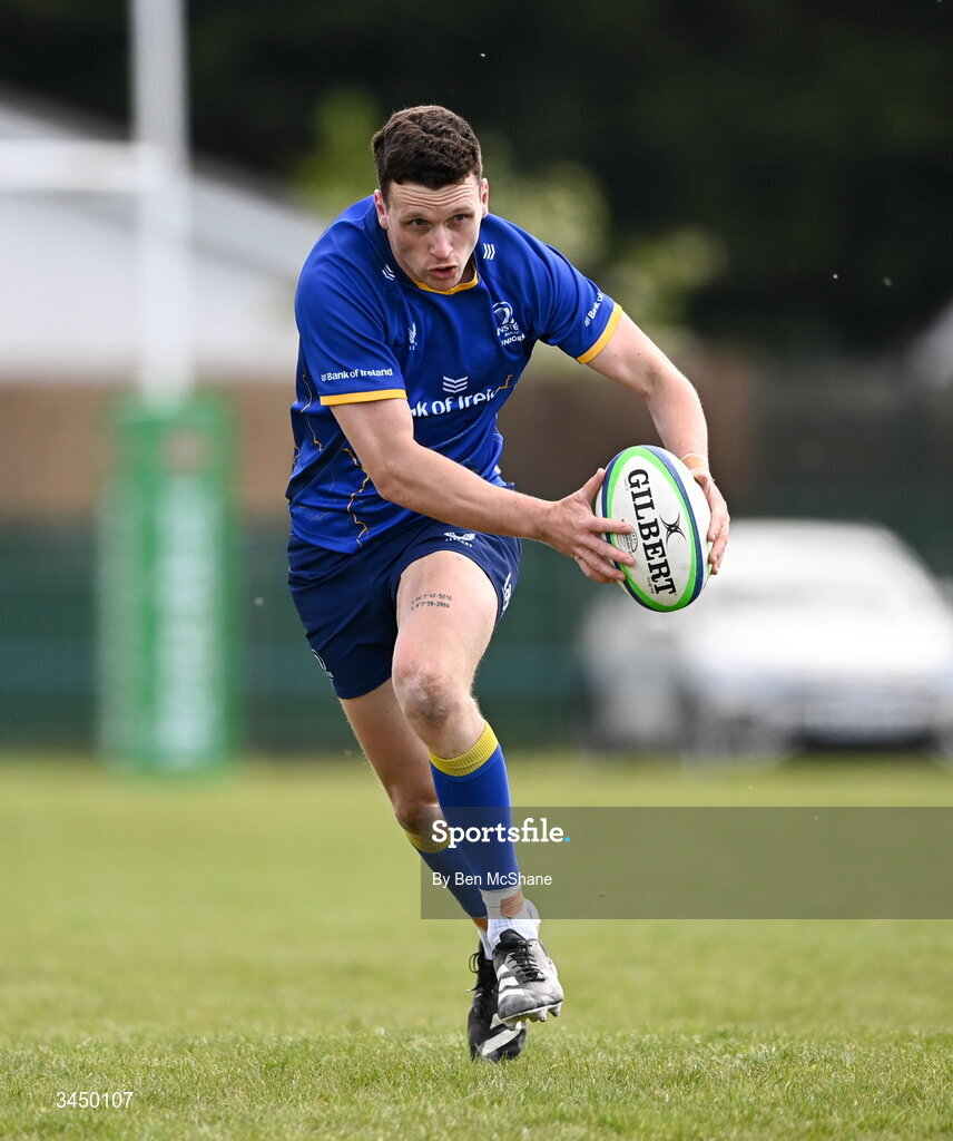 9 May 2026; Darragh White of Leinster during the IRFU Men's Junior Interprovincial Round 3 match between Ulster and Leinster at Lisburn RFC in Lisburn, Antrim. Photo by Ben McShane/Sportsfile