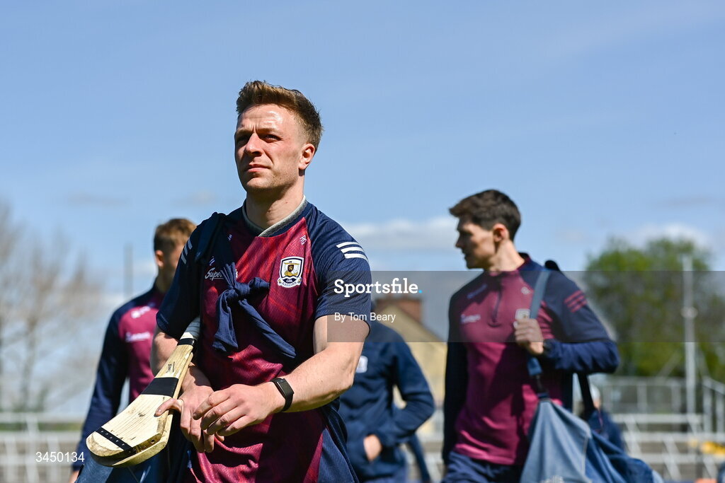 9 May 2026; Ronan Glennon of Galway arrives before the Leinster GAA Senior Hurling Championship round 3 match between Kildare and Galway at Cedral St Conleth's Park in Newbridge, Kildare. Photo by Tom Beary/Sportsfile