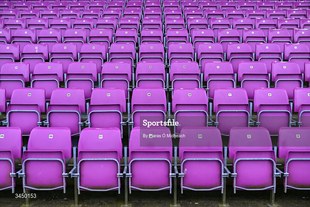 9 May 2026; A general view of seats in the stand before the Leinster GAA Senior Hurling Championship round 3 match between Wexford and Dublin at Chadwicks Wexford Park in Wexford. Photo by Piaras Ó Mídheach/Sportsfile