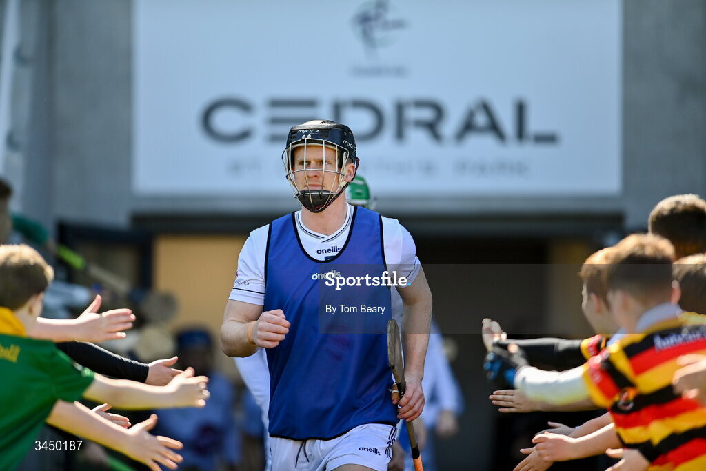 9 May 2026; Kildare captain Rian Boran leads his side out before the Leinster GAA Senior Hurling Championship round 3 match between Kildare and Galway at Cedral St Conleth's Park in Newbridge, Kildare. Photo by Tom Beary/Sportsfile