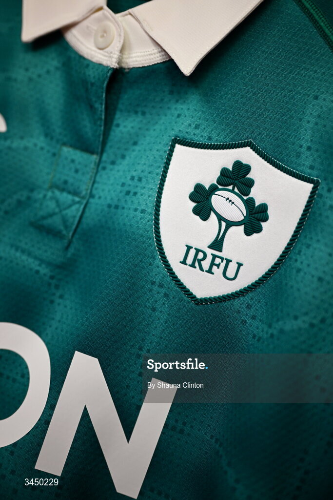 9 May 2026; The jersey of Ireland captain Erin King is seen hanging in the dressing room ahead of the Women's 6 Nations Rugby Championship match between Ireland and Wales at Affidea Stadium in Belfast. Photo by Shauna Clinton/Sportsfile