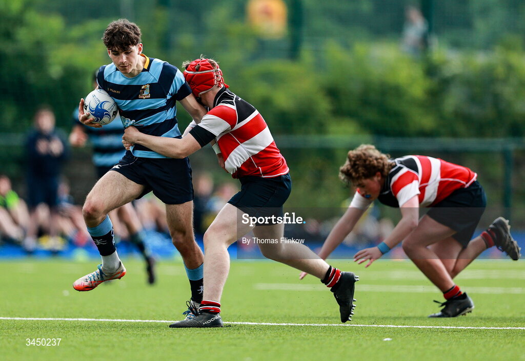 4 May 2026; Action from the U16 Plate match between Navan RFC and Wicklow RFC during the Leinster Rugby Youth Boys Cup Finals at Energia Park in Dublin. Photo by Thomas Flinkow/Sportsfile