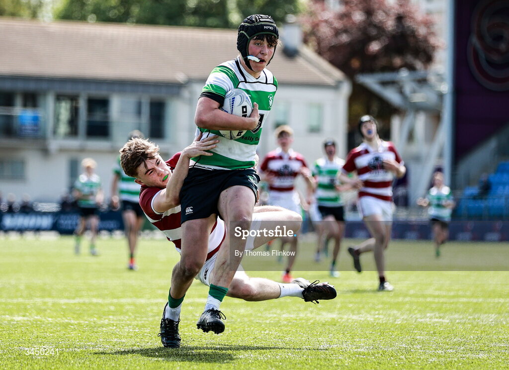 4 May 2026; Charlie Murphy of Naas RFC during the U15 McAuley Cup match between Naas RFC and Tullow RFC during the Leinster Rugby Youth Boys Cup Finals at Energia Park in Dublin. Photo by Thomas Flinkow/Sportsfile