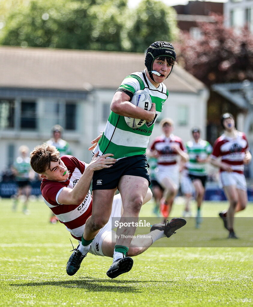 4 May 2026; Charlie Murphy of Naas RFC during the U15 McAuley Cup match between Naas RFC and Tullow RFC during the Leinster Rugby Youth Boys Cup Finals at Energia Park in Dublin. Photo by Thomas Flinkow/Sportsfile