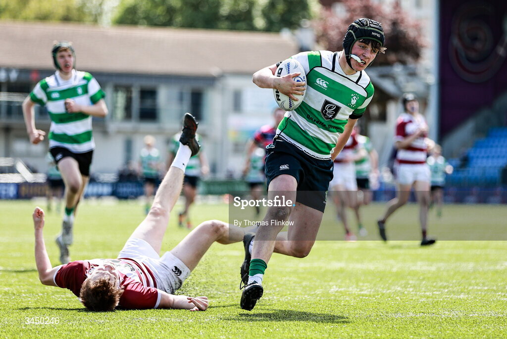4 May 2026; Charlie Murphy of Naas RFC during the U15 McAuley Cup match between Naas RFC and Tullow RFC during the Leinster Rugby Youth Boys Cup Finals at Energia Park in Dublin. Photo by Thomas Flinkow/Sportsfile