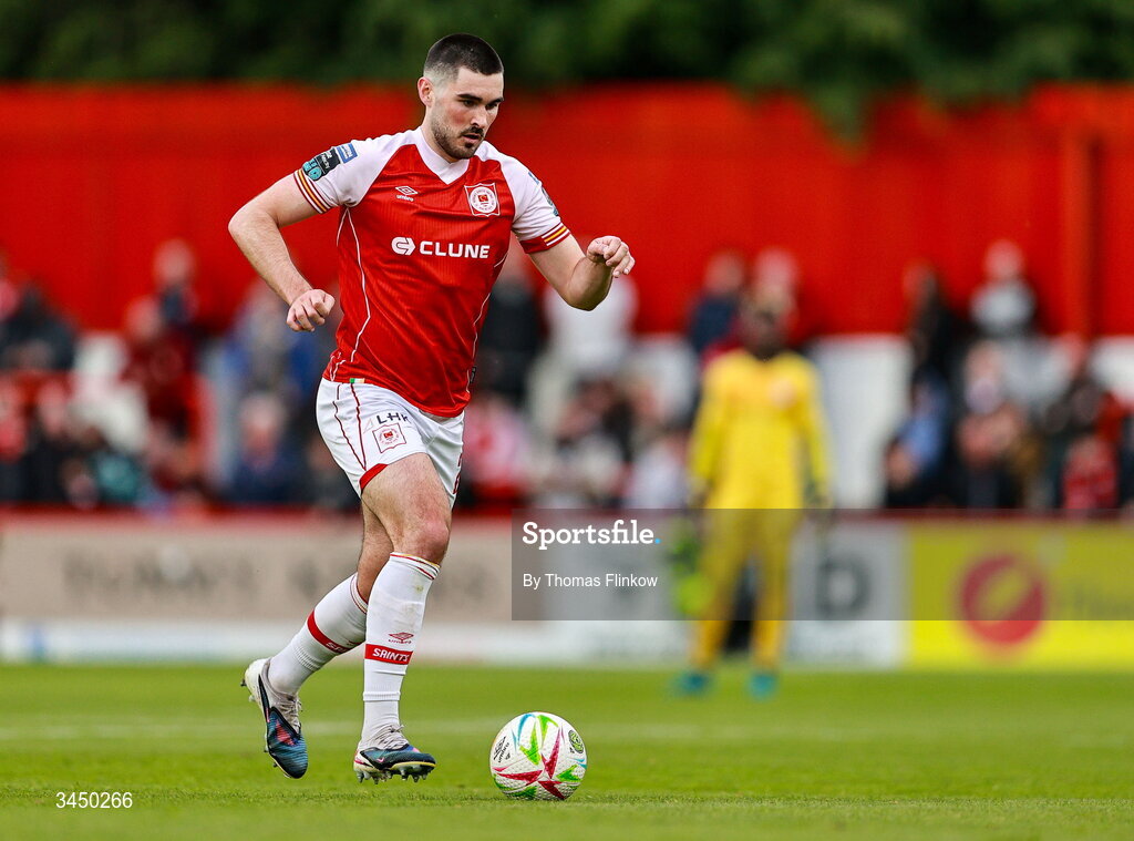 8 May 2026; Luke Turner of St Patrick's Athletic during the SSE Airtricity Men’s Premier Division match between St Patrick's Athletic and Waterford at Richmond Park in Dublin. Photo by Thomas Flinkow/Sportsfile