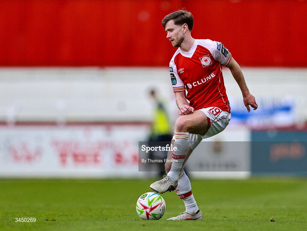 8 May 2026; Barry Baggley of St Patrick's Athletic during the SSE Airtricity Men’s Premier Division match between St Patrick's Athletic and Waterford at Richmond Park in Dublin. Photo by Thomas Flinkow/Sportsfile