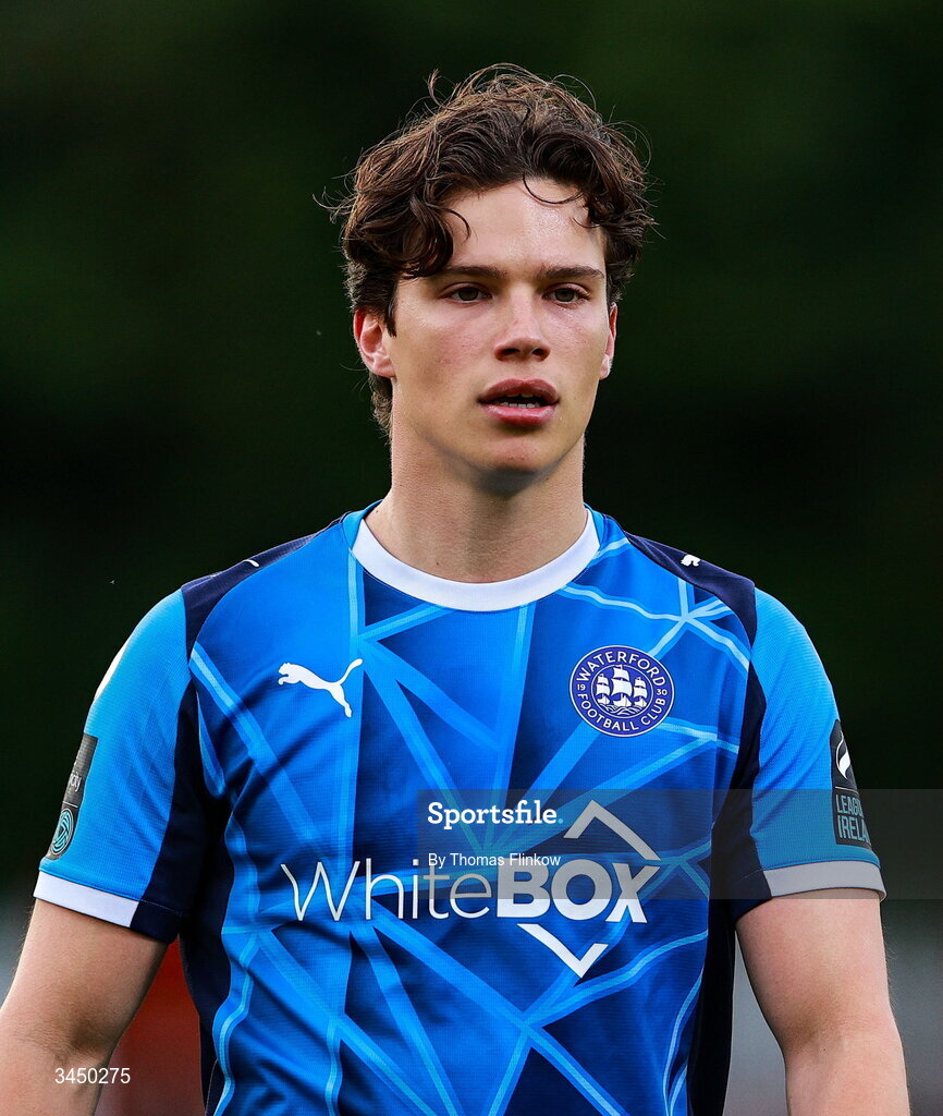 8 May 2026; Bernardo Couto of Waterford during the SSE Airtricity Men’s Premier Division match between St Patrick's Athletic and Waterford at Richmond Park in Dublin. Photo by Thomas Flinkow/Sportsfile