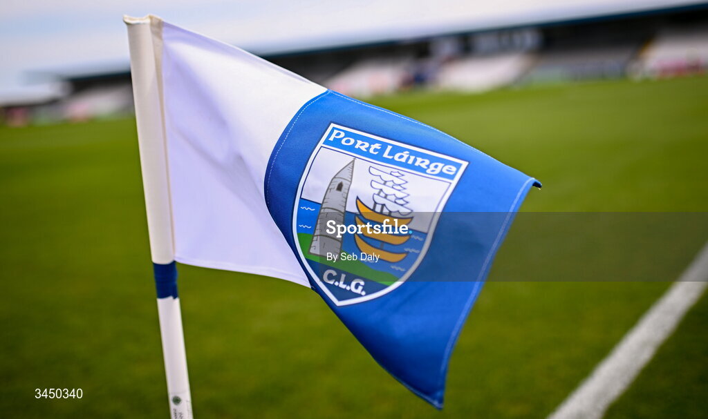 9 May 2026; A Waterford sideline flag before the Munster GAA Senior Hurling Championship Round 3 match between Waterford and Cork at Azzurri Walsh Park in Waterford. Photo by Seb Daly/Sportsfile