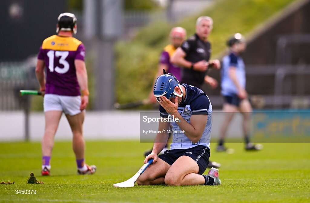 9 May 2026; Eoghan O'Donnell of Dublin reacts during the Leinster GAA Senior Hurling Championship round 3 match between Wexford and Dublin at Chadwicks Wexford Park in Wexford. Photo by Piaras Ó Mídheach/Sportsfile